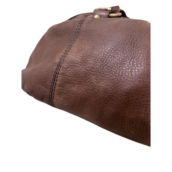 Elliott Lucca Chocolate Brown Leather Braided Handle Slouchy Hobo Satchel Bag - Picture 8 of 9